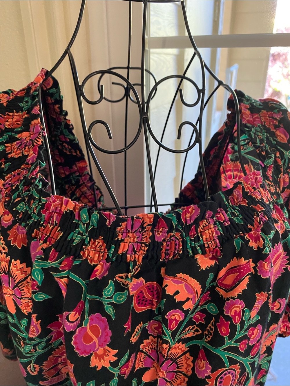 Knox Rose Black Floral Tiered Maxi Dress with Fuchsia Sash - Picture 2 of 8